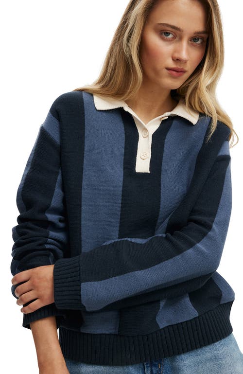 Cotton On Cotton Long Sleeve Polo In Blue