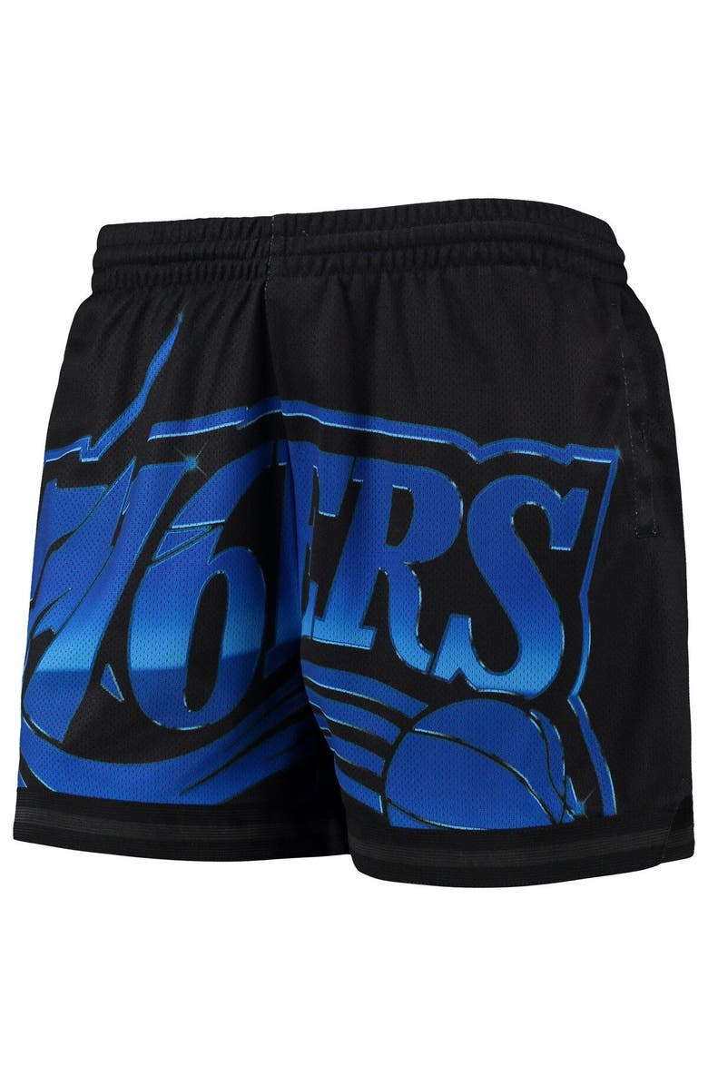Mitchell & Ness Women's Mitchell & Ness Black Philadelphia 76ers Big Face 4.0 Mesh Shorts, Alternate, color, Black