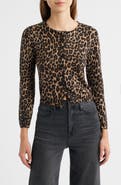 Reformation Bernadette Leopard Print Merino Wool Cardigan