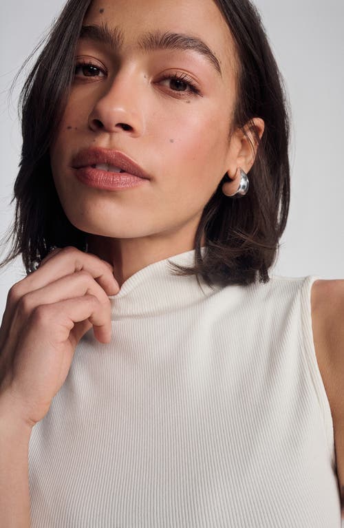 Mavi Jeans Mock Neck Stretch Cotton Tank In White