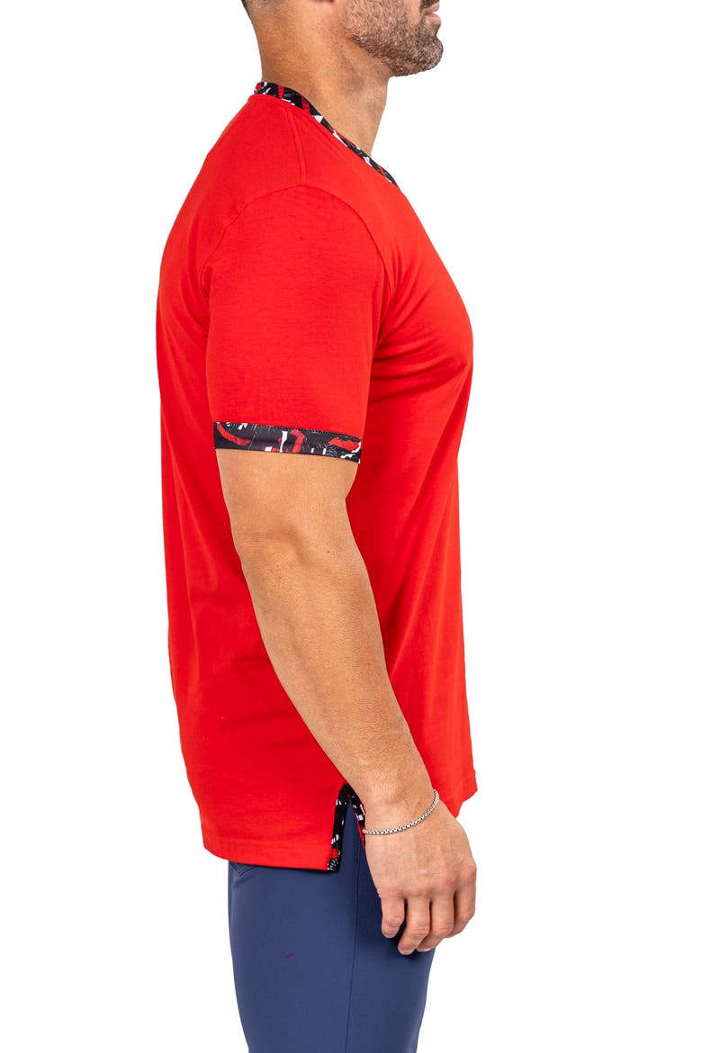 Edison Marthyr0007 Red Cotton V-Neck T-Shirt, Alternate, color, RED