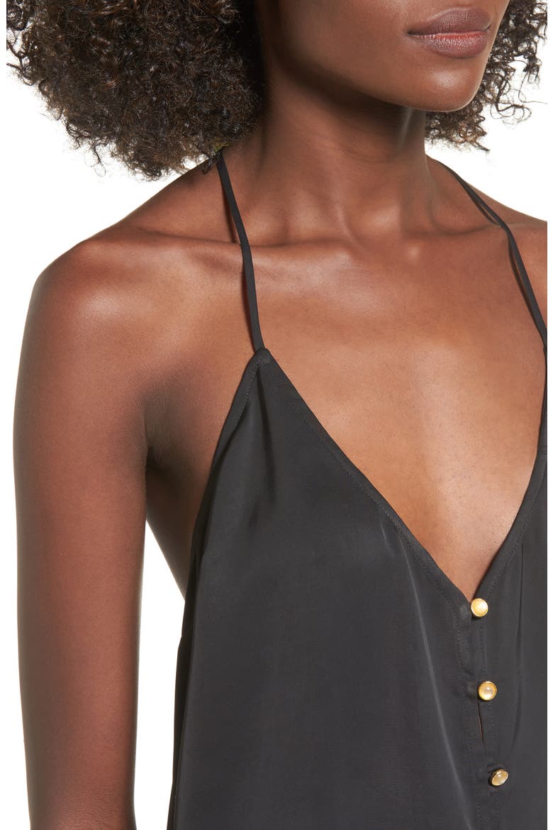 L'Academie The T-Back Velvet Camisole, Alternate, color, BLACK