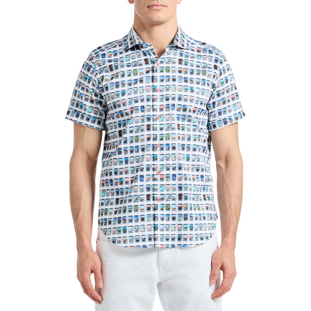 Robert Graham Paradis Portal Short Sleeve Stretch Cotton Button-up Shirt