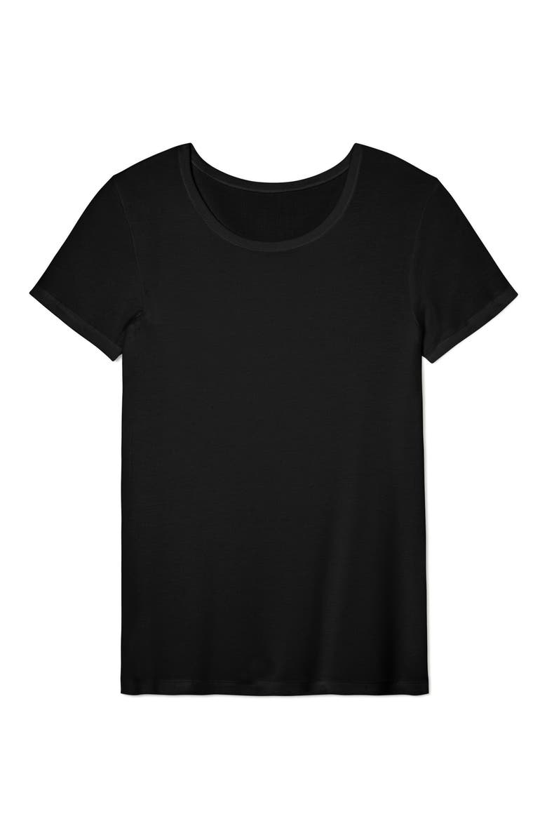 Micro Rib Cap Sleeve T-shirt, Alternate, color, BLACK