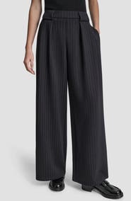 DKNY Pinstripe Pleat Front Wide Leg Pants