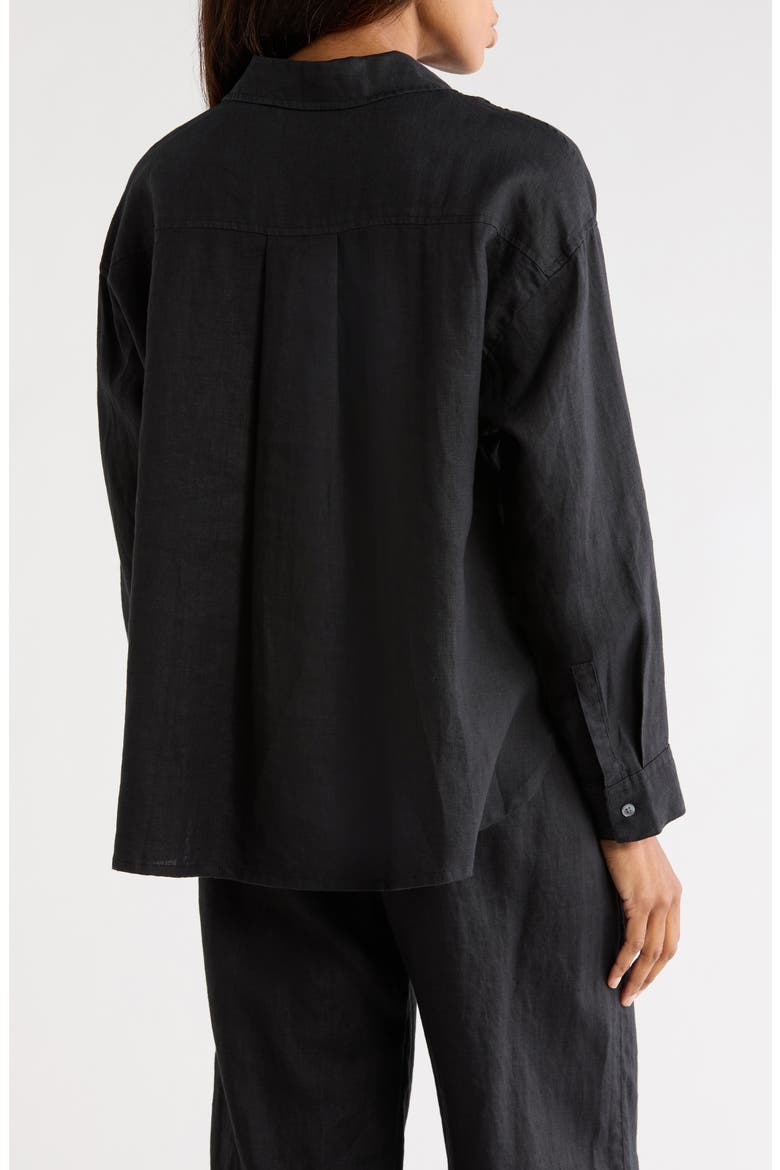 Linen Button-Up Shirt, Alternate, color, BLACK