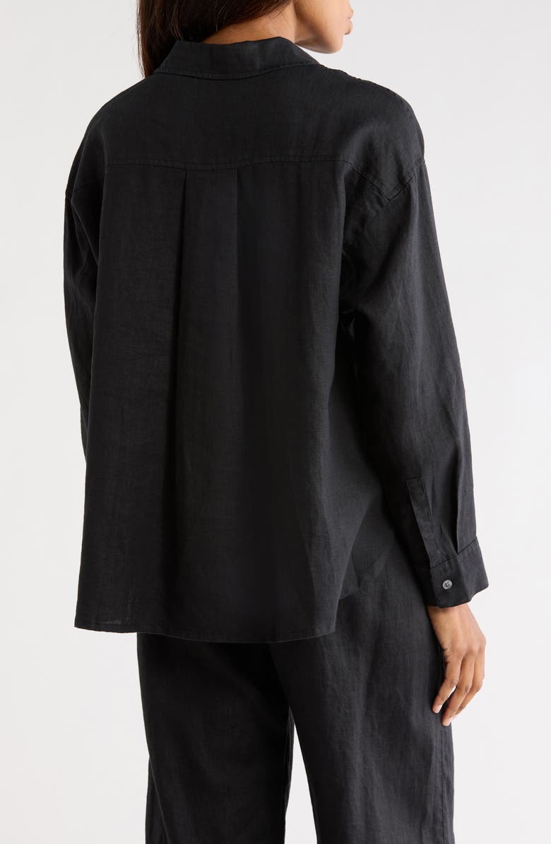 James Perse Linen Button-Up Shirt, Alternate, color, Black