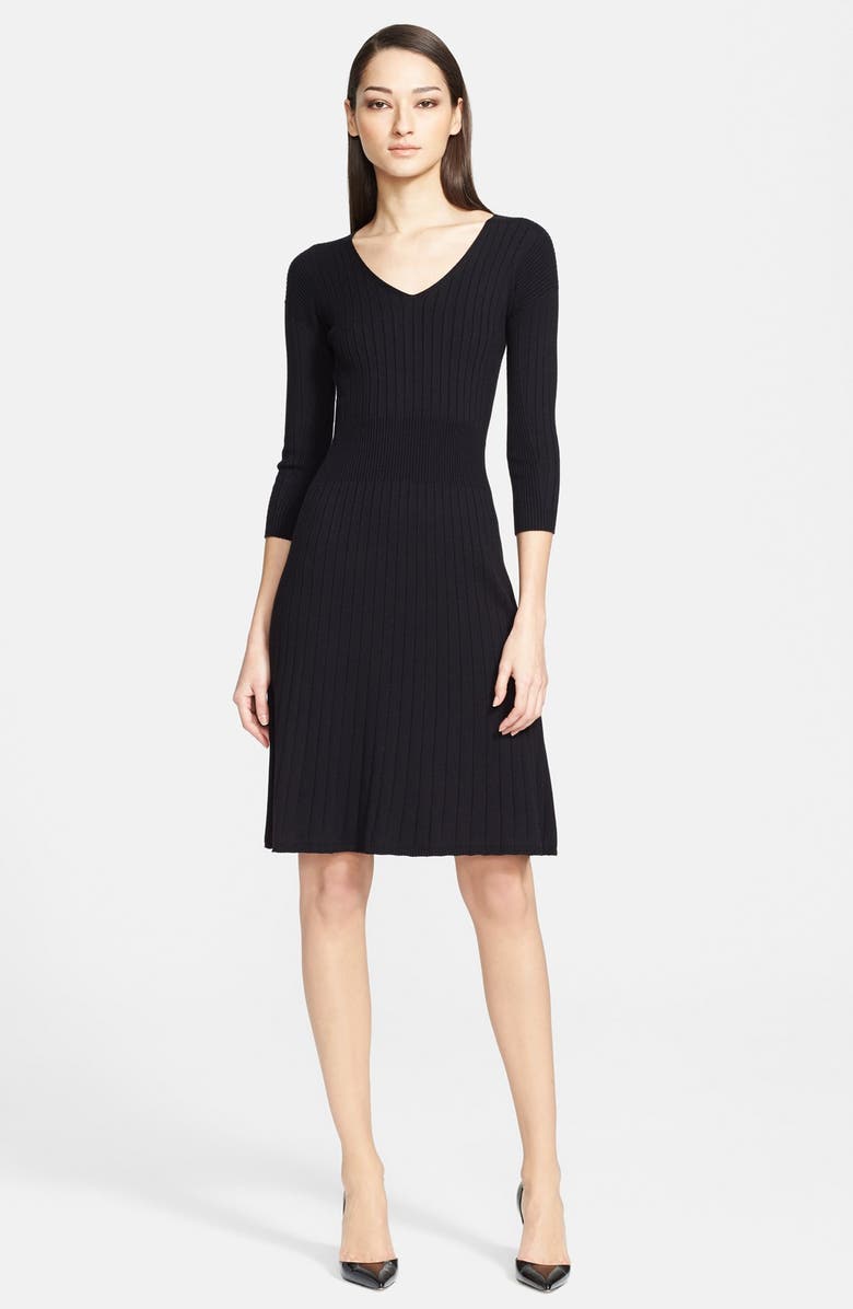Armani Collezioni Rib Knit A-Line Dress, Main, color, 
