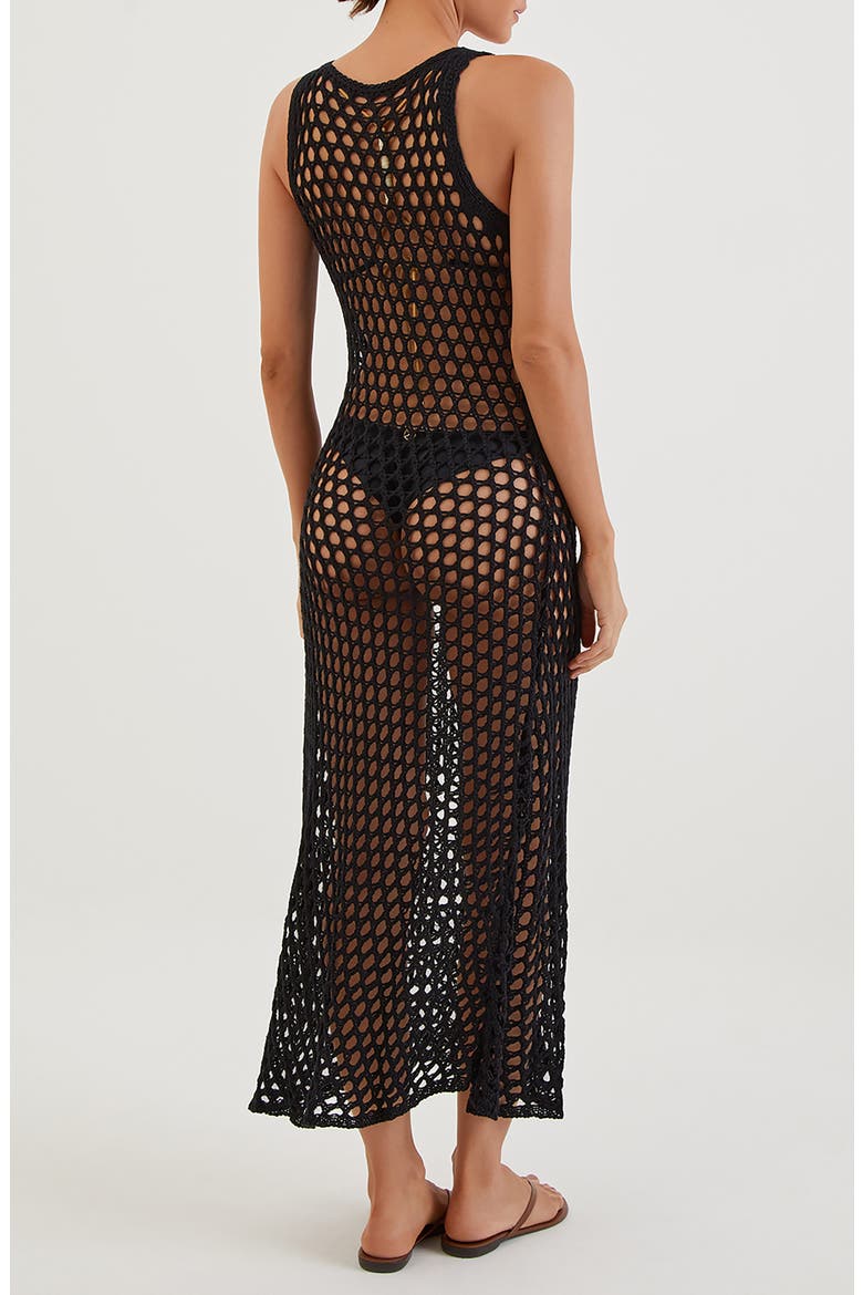Nicole Crochet Cover-Up Midi Dress, Alternate, color, BLACK