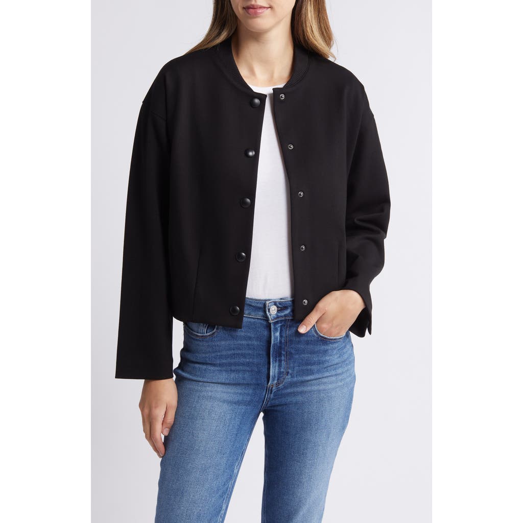 Wit & Wisdom Crop Bomber Jacket In Black
