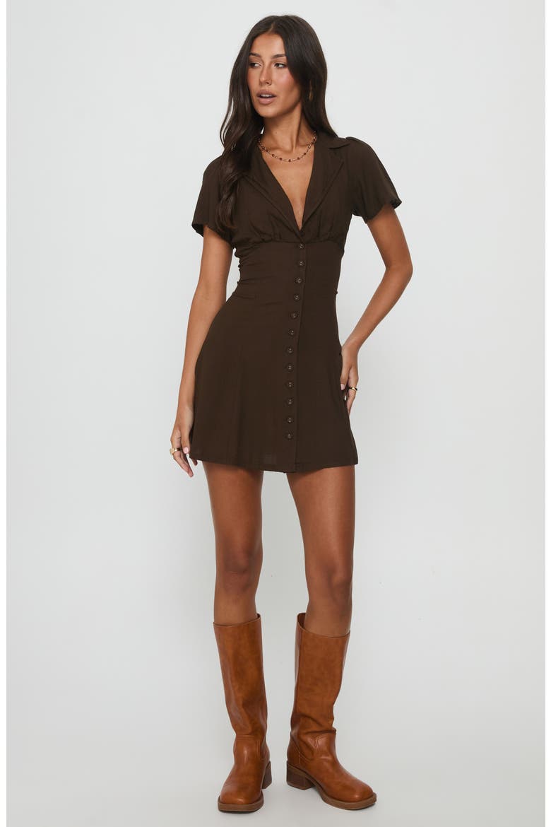 Pique Mini Shirtdress, Alternate, color, BROWN