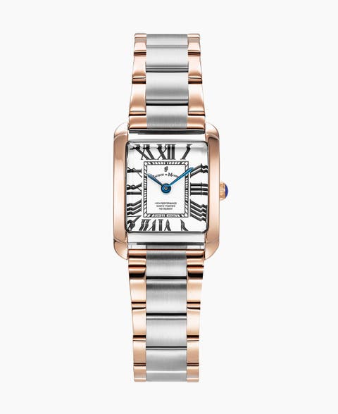 Jacques Du Manoir Emily - 22mm, White Dial, Two-Tone Rose & Silver Rectangular Ladies Watch