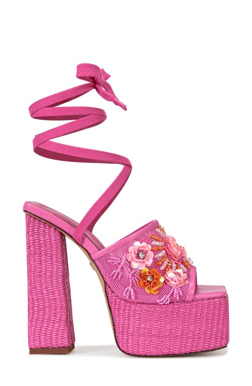 Azalea Wang Fiamma Ankle Wrap Platform Sandal In Pink