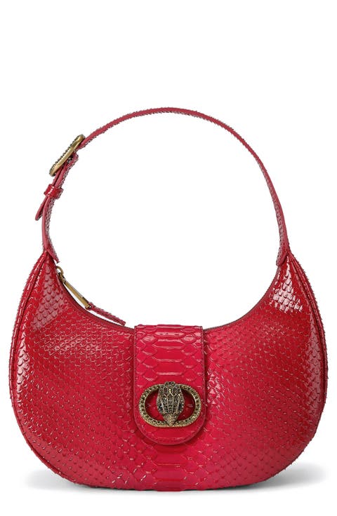 Small Chelsea Snakeskin Embossed Hobo Bag