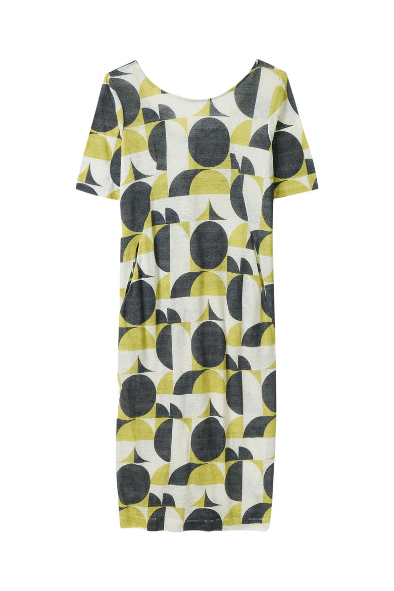 Linen Blend Button Back Midi Dress, Alternate, color, SLATE / FENNEL GEO