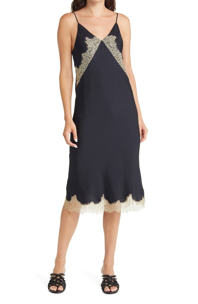 rag & bone Logan Lace Silk Blend Slipdress, Main, color, 