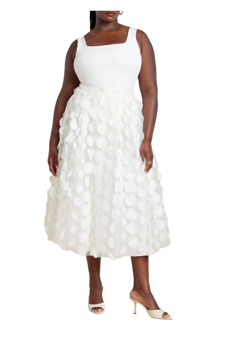 ELOQUII Dimensional Dot Full Skirt, Main, color, Jet Stream