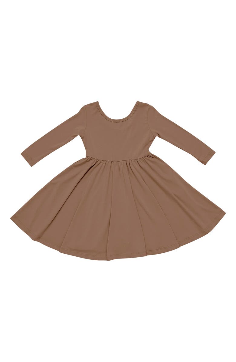 Kyte BABY Coffee Long Sleeve Twirl Dress, Main, color,