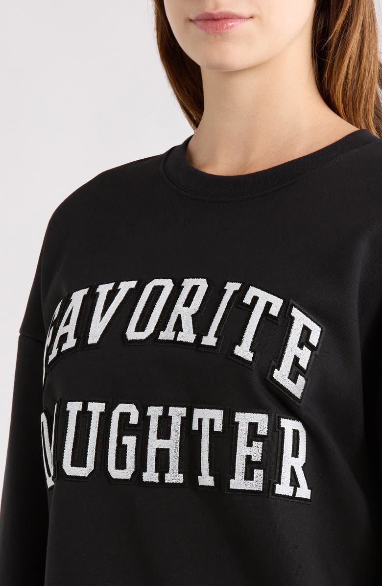 Favorite Daughter The Collegiate Embroidered Graphic Sweatshirt, Alternate, color, Black/ Velvet White
