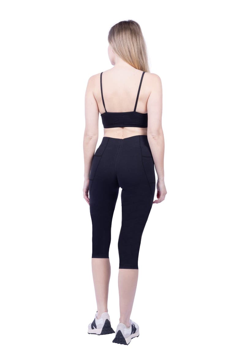 Mae Organic Cotton High Waisted Capri Legging, Alternate, color, Denim Patchwork