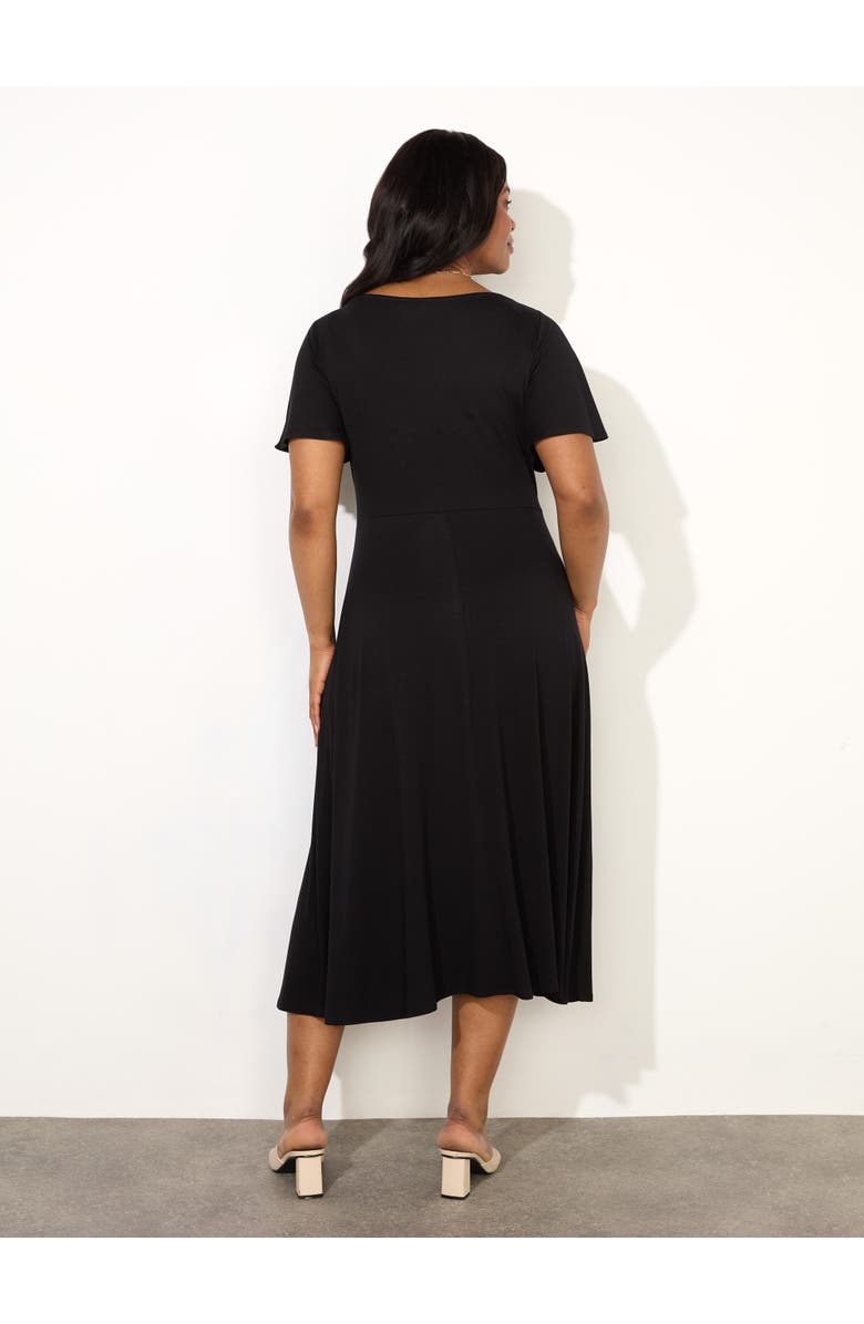 Live Unlimited Ditsy Jersey Flutter Sleeve Wrap Dress, Alternate, color, Black