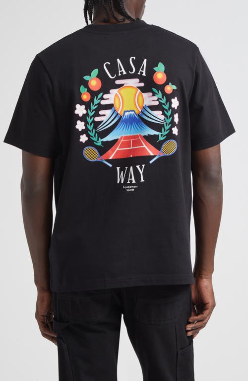 Casablanca Black Crewneck T-shirt With Logo Detail On The Front And Maxi Logo Print On The Rear In Black