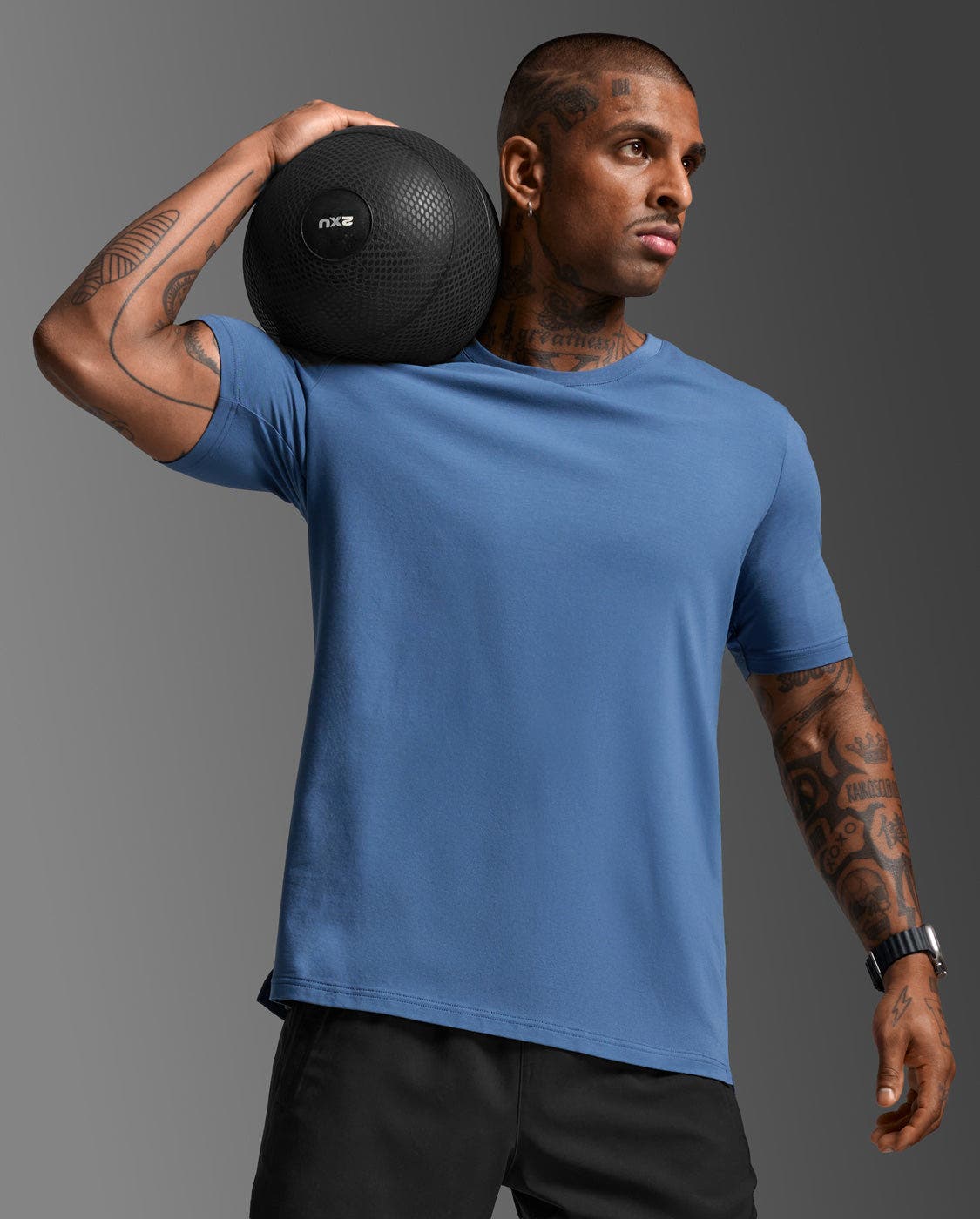2xu Motion Cotton Flex Tee In Blue