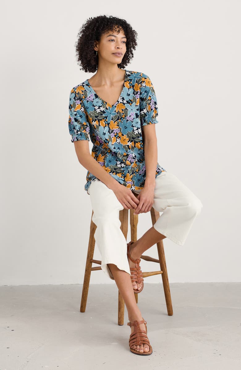 Seasalt Cornwall Rosehip Floral Top, Alternate, color, Citrus Floral Poseidon