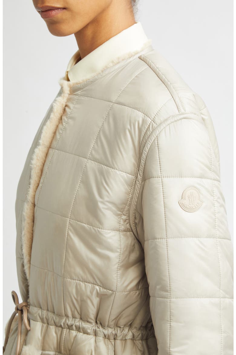 Tipule Box Quilted Down Jacket with Faux Fur Trim, Alternate, color, BEIGE
