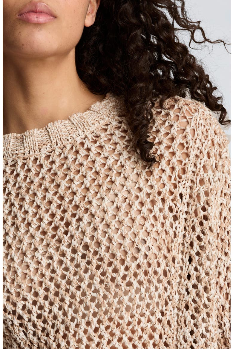 Two Tone Open Stitch Cotton Blend Sweater, Alternate, color, TAUPE