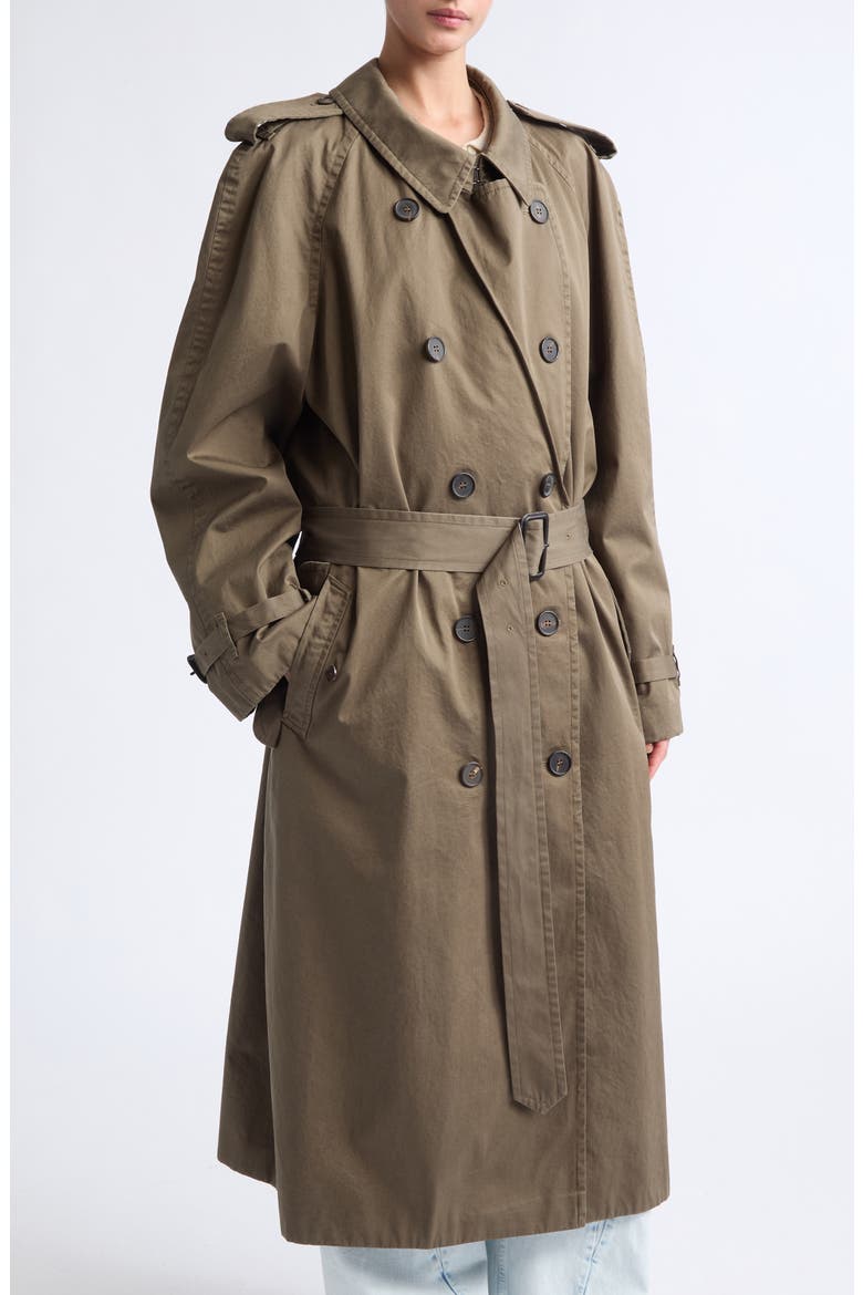 Double Breasted Trench Coat, Alternate, color, MILITARY GREEN