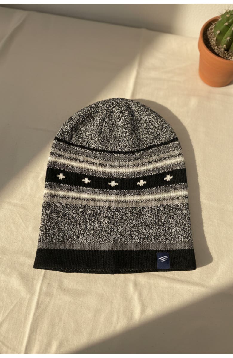 United By Blue The Merino Wool Slouchy Modern Fair Isle Beanie, Alternate, color, Black