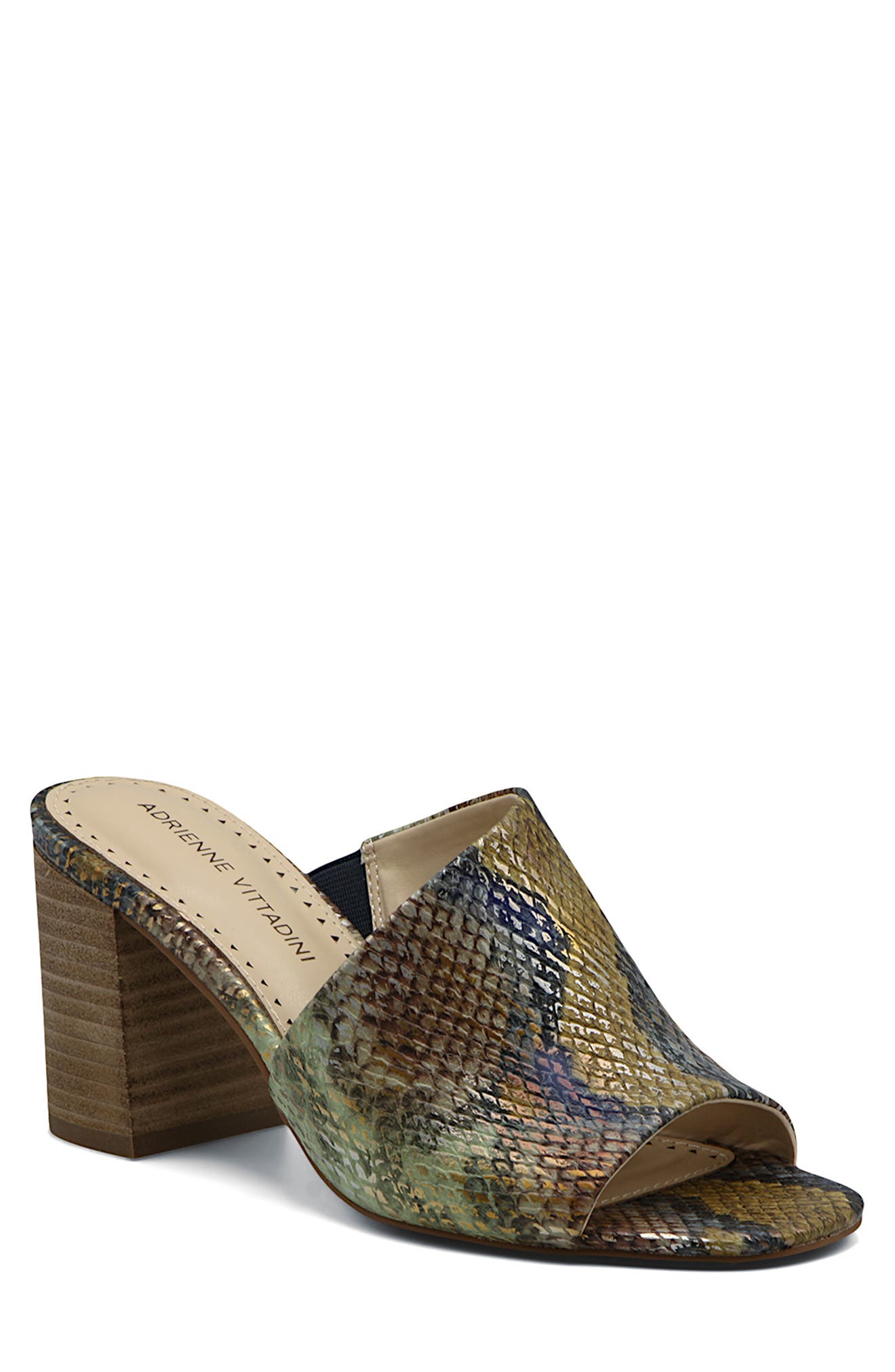 Adrienne Vittadini Albi Snakeskin Embossed Block Heel Sandal, Main, color, 