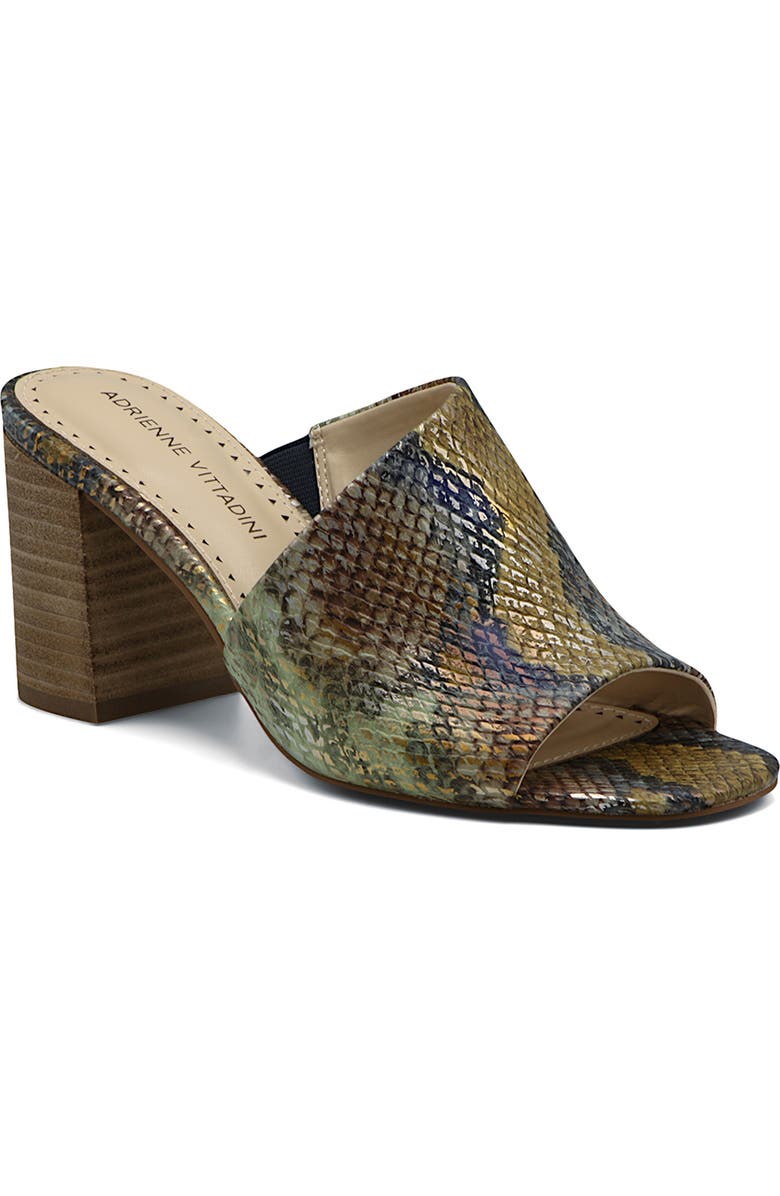 Adrienne Vittadini Albi Snakeskin Embossed Block Heel Sandal, Main, color,