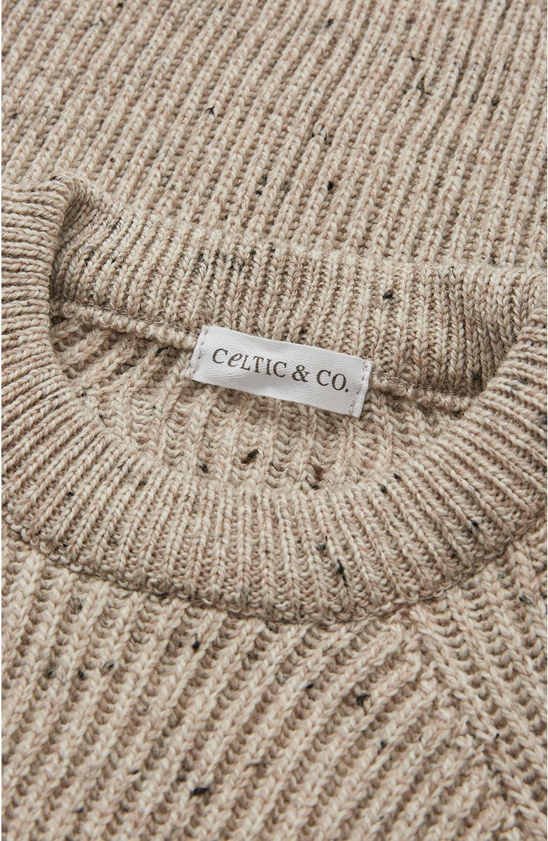 Celtic & Co. British Ribbed Fishermans Sweater, Alternate, color, Oatmeal Fleck