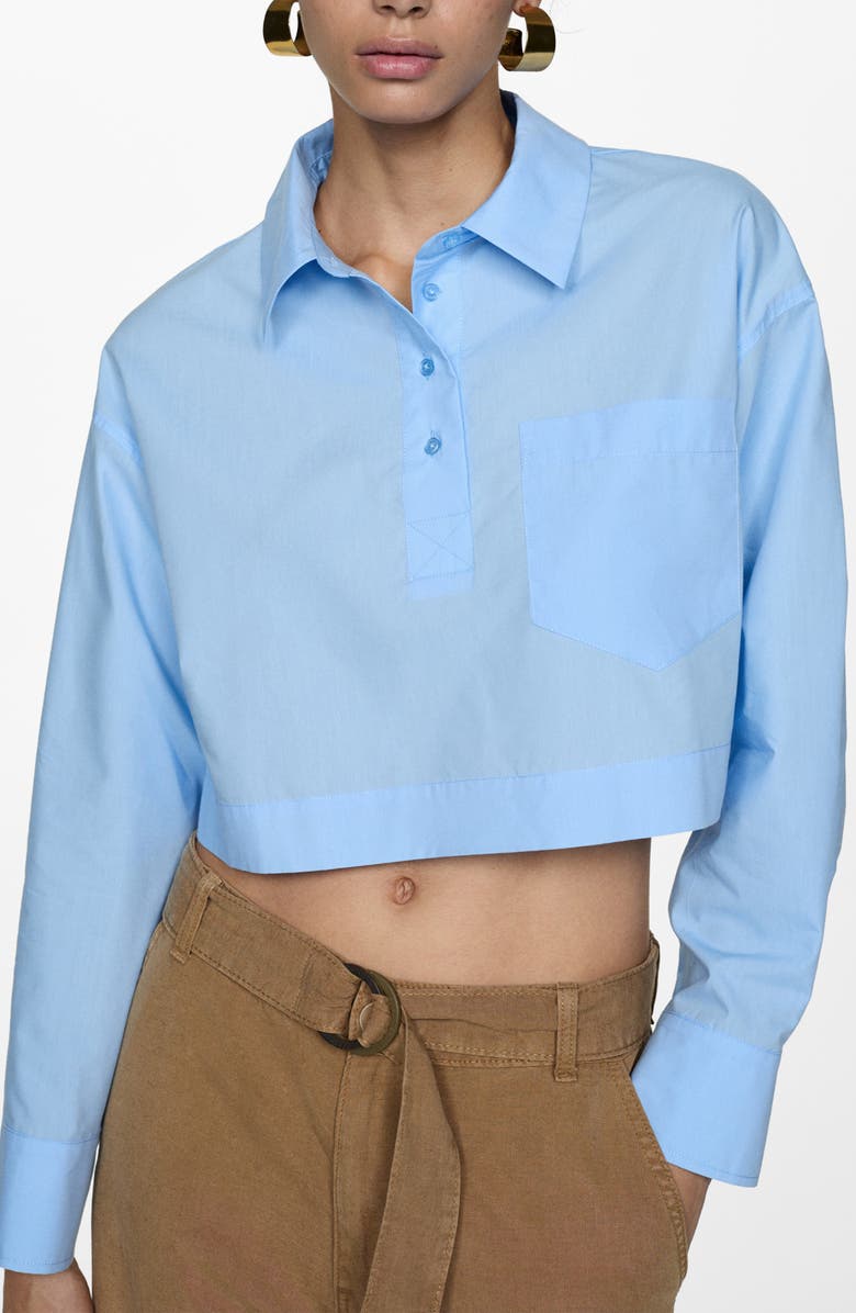 MANGO Crop Button Front Shirt, Main, color, 