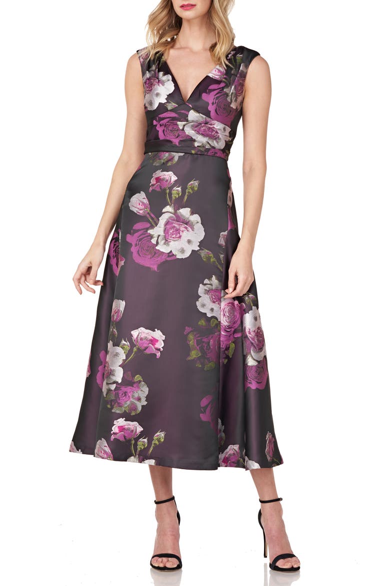Vivienne Floral Dress, Main, color, PLUM MULTI