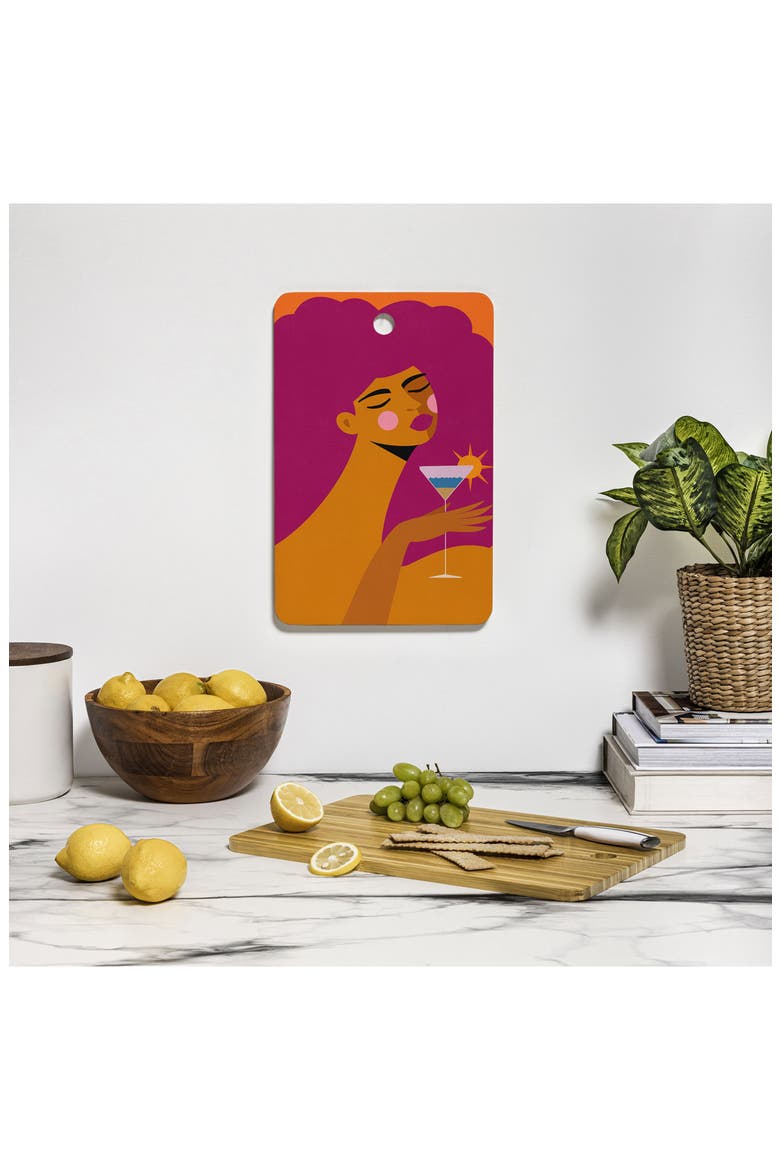 Summer Solstice Sip Bamboo Cutting Board, Alternate, color, ORANGE