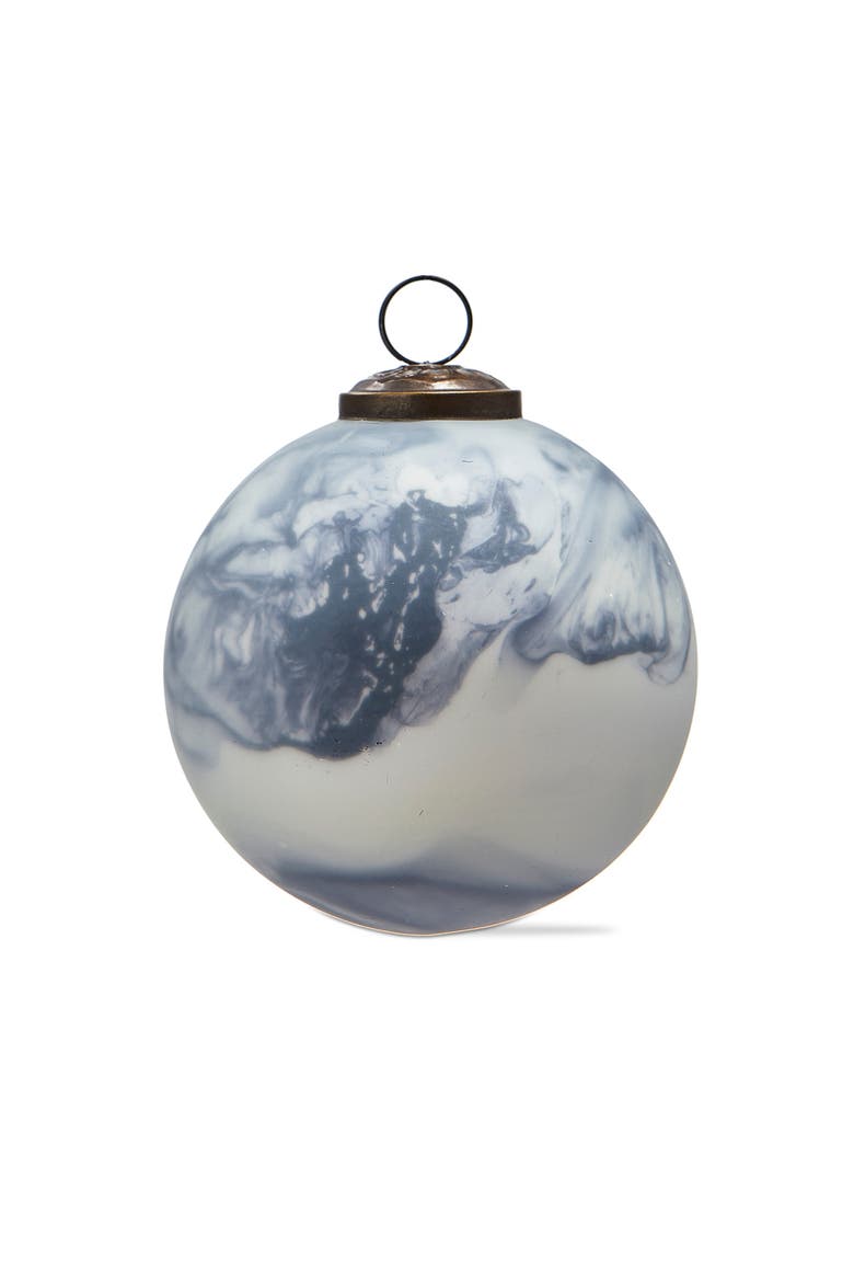 Gray Marble Glass Christmas Tree Ornament Elegant Holiday Decor, Main, color, Gray