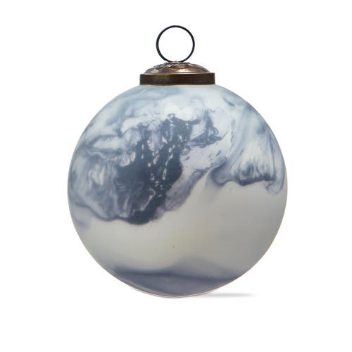 Tag Gray Marble Glass Christmas Tree Ornament Elegant Holiday Decor In Blue