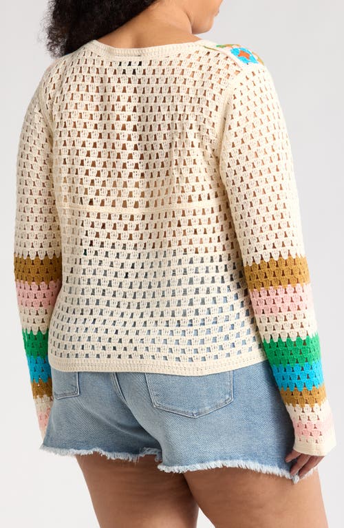 FORGOTTEN GRACE FORGOTTEN GRACE CROCHET SQUARE OPEN KNIT CARDIGAN