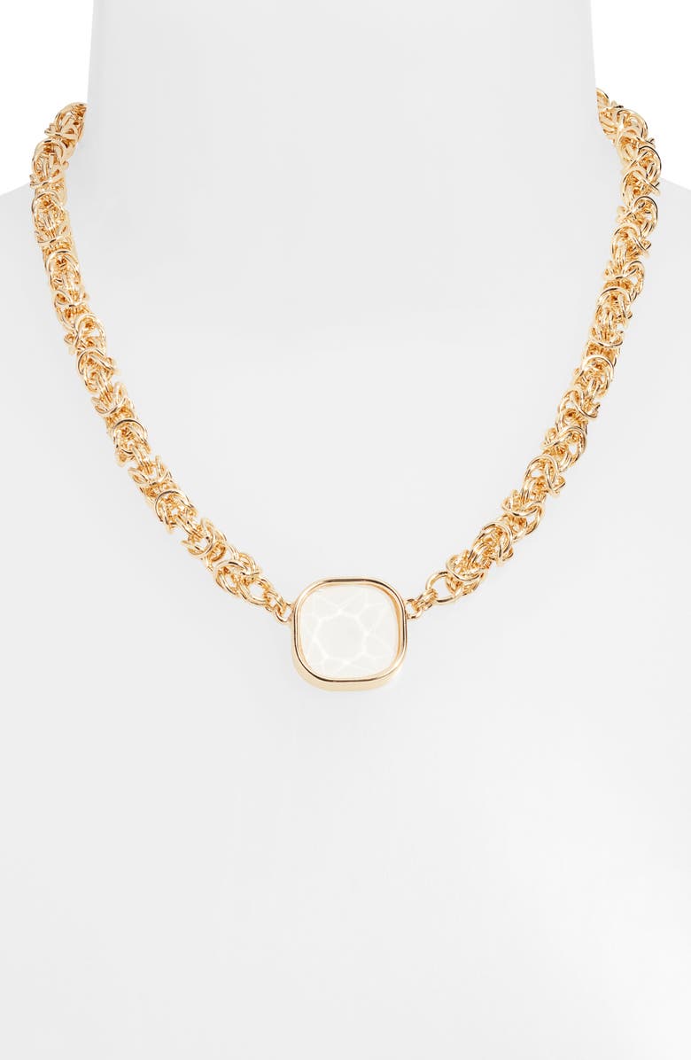 Nordstrom Faceted Stone Pendant Necklace, Alternate, color, White- Gold