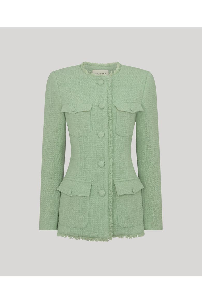 Gabrielle Wool Boucle Longline Jacket, Main, color, Green