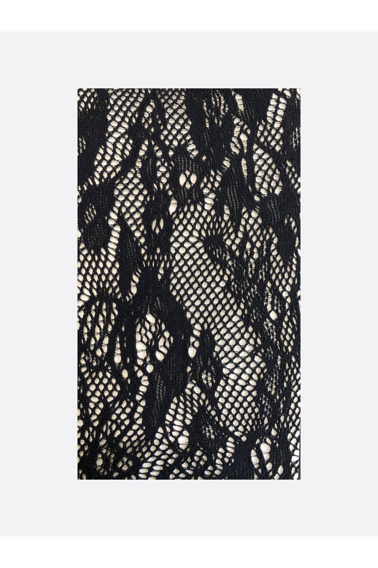 Lace Floral Print Tights, Alternate, color, Black
