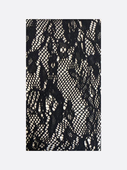 Miss Circle Lace Floral Print Tights In Black