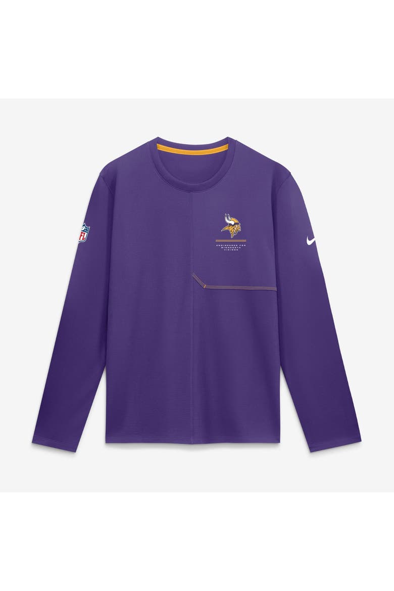 Men's Nike  Purple Minnesota Vikings Sideline Coaches UV Dri-FIT Long Sleeve Shirt, Main, color, Purple