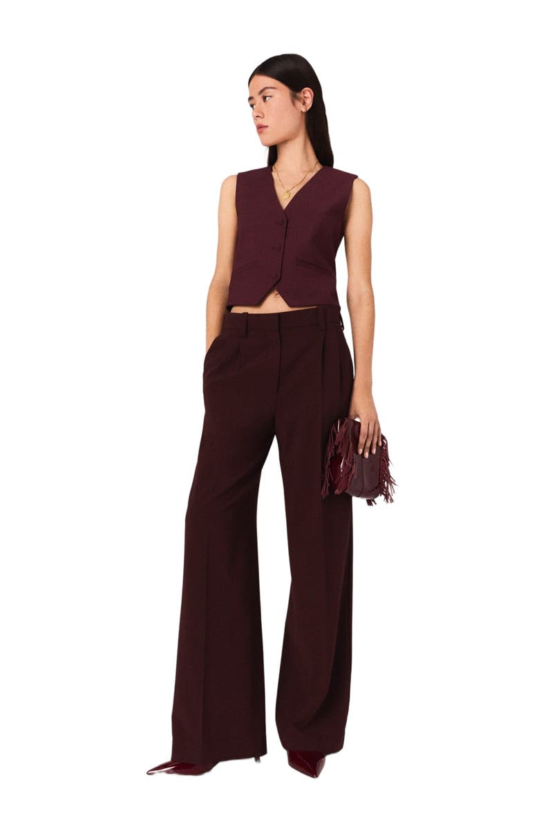 maje Tailored high-waisted suit trousers, Alternate, color, Burgundy