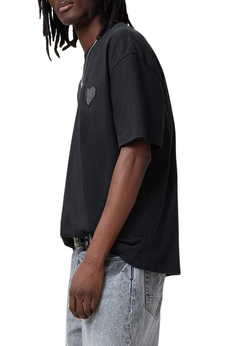 Lover Oversize Heart Appliqué Cotton T-Shirt, Alternate, color, WASHED BLACK