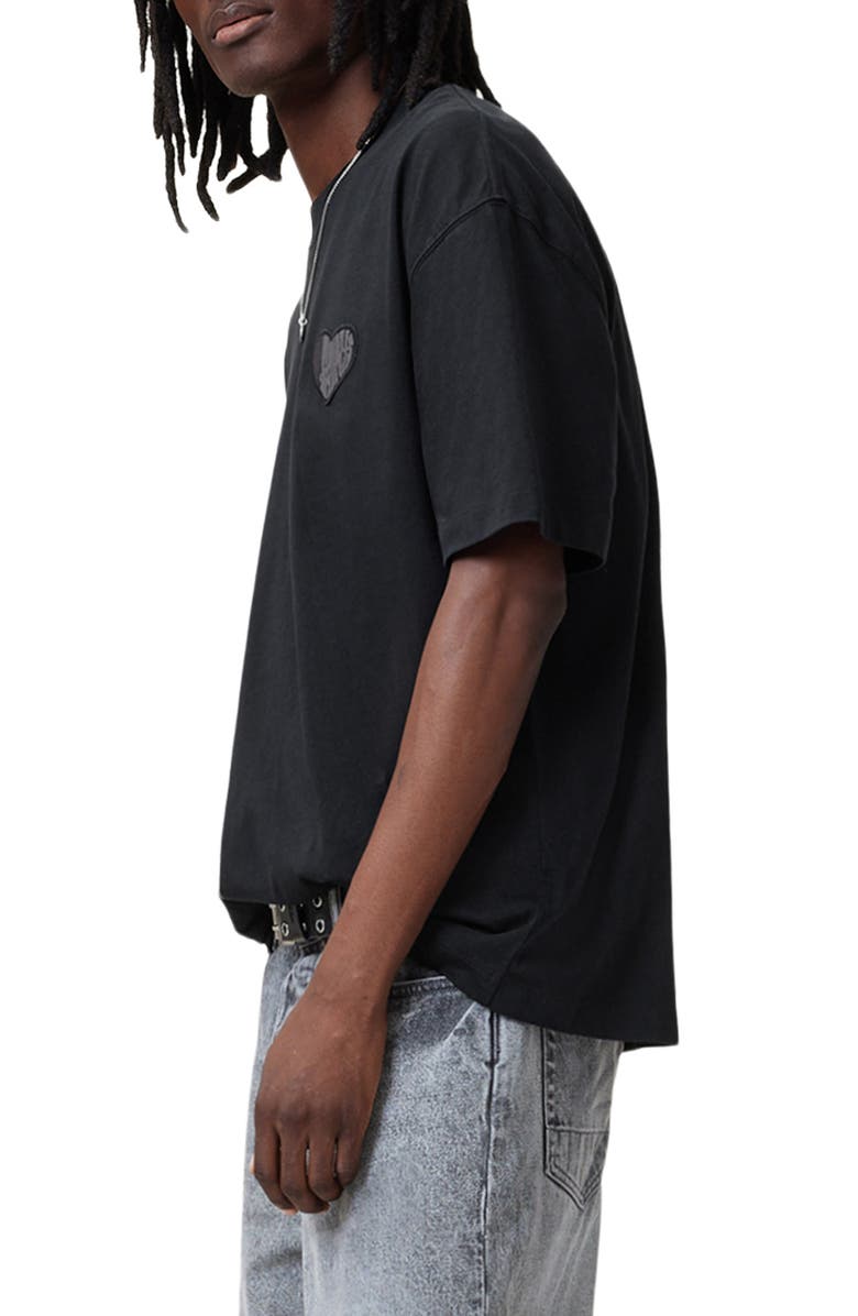 AllSaints Lover Oversize Heart Appliqué Cotton T-Shirt, Alternate, color, 