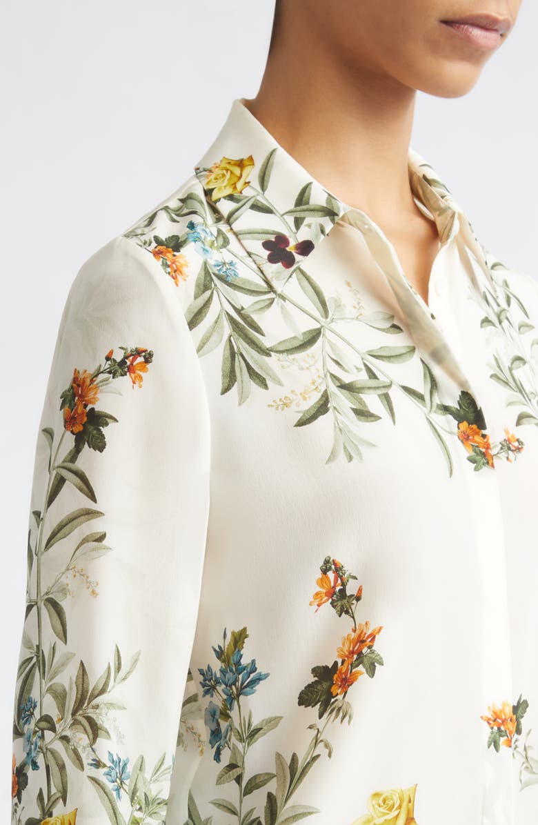 Alice + Olivia Willa Silk Top, Alternate, color, Desert Sprigs Vanilla